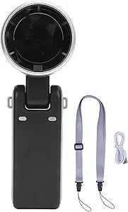 Asixxsix Handheld Turbo Fan, Rechargeable Digital Display 5 Speed Portable Fan with Built in 3600mAh Battery, Stylish Personal Fan for Outdoor Travel Makeup (Dark Gray)