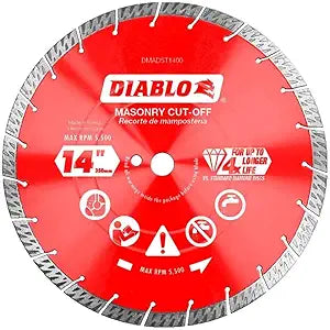 Diablo Diamond Segmented Turbo Masonry Cut-Off Blade for Concrete, Brick and Block - 14" Diameter, 3.2mm Kerf, 5500 Max RPM - DMADST1400