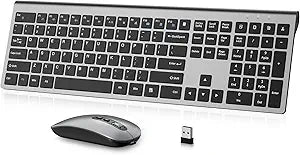 cimetech Rechargeable Full Size Wireless Keyboard and Mouse Combo - Grey