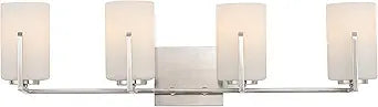 Maxim Lighting Dart 4-Light Bath Vanity Light | Satin Nickel Steel Finish | Satin White Glass Shade | Modern Indoor Light Fixture | Ideal for Bathrooms & Powder Rooms | 21284SWSN