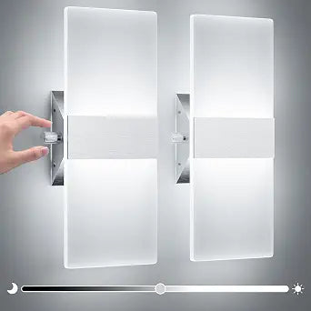 Modern Wall Sconces Set of Two, 12W Dimmable LED Wall Sconces Cool White