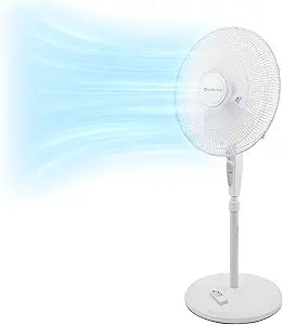 Comfort Zone 18-Inch Oscillating Pedestal Fan with Remote Control, 3-Speed Standing Fan with Adjustable Height (45Γ52Γ), Tilt, 4-Hour Timer & Auto Shutoff Γ Quiet Bedroom Fan, White
