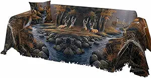 Couch Cover Forest River Sofa Cover for Loveseat Couch Slipcovers Deer Sofa Slipcovers for Dogs Cat Pets Washable Waffle Furniture Protector Blanket for All Season 71x118 Inch