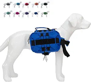 Lovelonglong Large Dog Backpack, Outdoor Hound Saddle Bag Dog Pack with Side Pockets for Small Medium Large Dogs, Adjustable Tactical Dog Pack for Hiking, Travel, Camping, Training RoyalBlue L