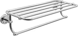 Moen Iso Chrome 24-Inch Wide Bathroom Hotel-Style Towel Shelf with Towel Bar, DN0794CH