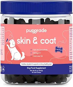 PupGrade Skin & Coat Soft Chew Supplement for Dogs  Supports Healthy Skin, Coat, and Immune Function - Rich in Natural Fish Oil, Omega Fatty Acids, and Vitamins  60 Soft Chews