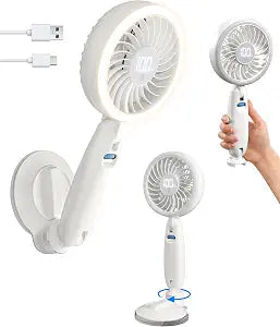 3-in-1 Suction Wall Mount Fan with Light & Display, Detach to Handheld Fan