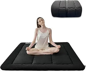 Japanese Floor Mattress Futon Mattress,3" Foldable Tatami Sleeping Pad for Adults & Kids,100% High Density Foam Comfortable Floor Mattress Full Size 54"x 80",Ideal for Comfort and Support,Black