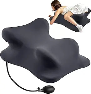 Extra Large & Wide Adjustable Airbag Memory Foam Intimacy Pillow for Sleeping - Ergonomic Inflatable Bed Wedge for Back Support, Acid Reflux & Pain Relief, Removable Washable Cover- Gray