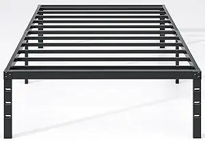 NEW JETO Metal Bed Frame,Twin Size Bed Frame with Storage Space,Heavy Duty Sturdy Mattress Foundation,Easy Assembly,No Box Spring Needed, Black,14 Inch,Twin