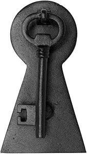 Renovators Supply Manufacturing Door Knockers for Front Door 6 in. Black Cast Iron Key Shaped Door Knocker with Mounting Hardware