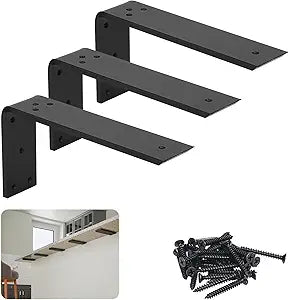 LCGP Countertop Support Brackets, 3-Pack 12" Solid Heavy Duty Steel Hidden L-Shaped Kitchen Island Countertop Brackets for Granite, Quartz, Marble,Concrete and Laminate Countertop DIY Projects