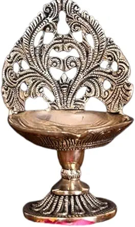 Hastha Kalalu Handcrafted Brass Jali Diya Lamp (6 Inch)  Exquisite Indian Oil Lamp with Ornate Design for Puja, Festivals & Home Decor