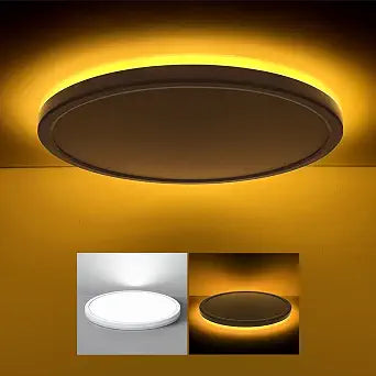 Matane 12 inch LED Flush Mount Ceiling Light with Night Light, 2400LM Dimmable, 3000K/4000K/5000K Selectable, Round Low Profile Lighting Fixture for Bedroom, Kitchen, Hallway, Closet, White