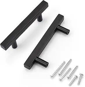 KNOBWELL 50 Pack 3" Black Dresser Drawer Pulls, Modern T Bar Pull Handles for Kitchen Cupboard Bathroom Vanity Wardrobe Closet Furniture Hardware