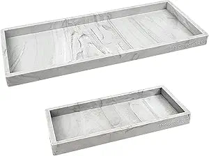 Spacewiser Countertop and Vanity Tray - 2 PC (11 and 7) Shatterproof Silicone Kitchen and Bathroom Trays for Counter, Kitchen Soap Dispenser Tray, Vanity Trays for Bathroom, Perfume Key Tray