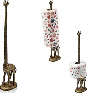 Comfify Giraffe Paper Towel Holder for Kitchen or Decorative Toilet Paper Stand for Bathroom - Unique Antique, Vintage, Whimsical Animal Design Roll Dispenser for Home Decor - Gold with Black