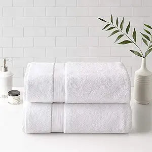 Madison Park 800GSM 100% Cotton Luxurious Bath Towel Set Highly Absorbent, Quick Dry, Hotel & Spa Quality for Bathroom, 34" x 68", White 2 Piece