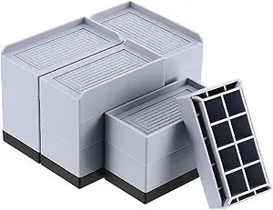 uxcell 4-Pack Rectangle Bed Risers, 4.33 Inch L-Edge Heavy Duty Adjustable Furniture Risers for Bed Sofa Table and Couch Lift (Gray)