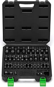 TecoTek 38PCS Hex Bit Socket Set, 1/4", 3/8" and 1/2" Drive, SAE and Metric Allen Socket Bit, S2 and Cr-V Steel, S2 Steel, 5/64" - 3/4", 2mm - 19mm, Includes 5PCS Socket Adapters