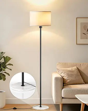63" Black Floor Lamps for Living Room, Standing Lamp with Marble Base