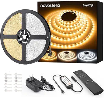 20ft Tunable White LED Strip Lights Dimmable 3000K-6500K 24V with Remote