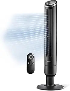 Lasko Apex Tower Fans Oscillating Quiet 42" - 29 ft/s Airflow, 28 dB, 90┬░ Oscillation, 12H Timer, Air Filter for Hair & Dust, Remote, Black, Floor Fans for Home Bedroom, RST200