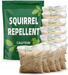 AUDQQM Squirrel Repellent, Outdoor Chipmunk Repellent, Mint Squirrel & Chipmunk Deterrent for Garden, Keep Squirrels Away from Yard, Lawn, Attic & Bird Feeders, Up to 90 Days Support-10 Pouches