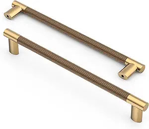 Asidrama 10 Pack 7.5 Inch(192mm) Knurled Brown and Champagne Bronze Kitchen Cabinet Handles, Cabinet Pulls Kitchen Cabinet Hardware Cupboard Handles Drawer Pulls 4496A