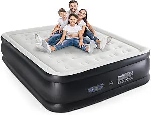 Queen Size Air Mattress with Built-in Pump, Inflatable Blow Up Mattress 18" Raised for Home, Camping & Guest, Portable Mattress 660 lbs Weight Capacity, Double Height & Non-Slip Bottom