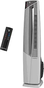 Lasko Oscillating Hybrid Fan and Space Heater for Home, All Season High Velocity Hybrid with Tip-Over Switch, Remote Control, Timer and Thermostat, 37.5 Inches, White, 1500W, FHV820