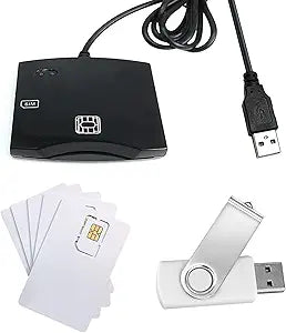 Smart Card Reader Writer USB: CAC Card Reader for Win & OS & Linux - EMV Chip Reader Writer Programmer - 5pc Blank Programable LTE USIM 4G Card & SIM Personalize Software