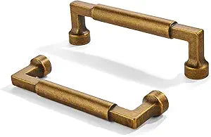 10 Pack 4 Inch Hole Center Antique Brass Cabinet Pulls-Heavy Duty Solid Cabinet Handles for cabinets Dressers Kitchens Handles Bathroom cabinets