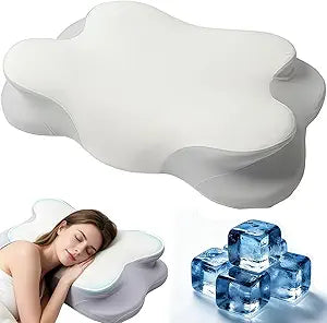 Mellow Cloud Pillow, Ergonomic Memory Foam Cloud Align Pillow for Neck Support, Mellow Sleep for Side, Back, and Stom (White)