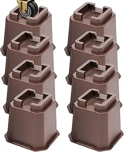 Adjustable Bed Furniture Risers Elevation in Heights Heavy Duty Risers for Both Posts and Wheels of Furniture Sofa Bed Couch Table (Brown 8 Pack, 5 Inch)