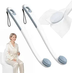 Toilet Aids for Wiping Bottom for Elderly & Limited Mobility  16.5" Ergonomic Bottom Buddy Wiping Aid with Secure Clamp, Butt Wiper Tool for Women & Men, Waterproof Easy-Clean