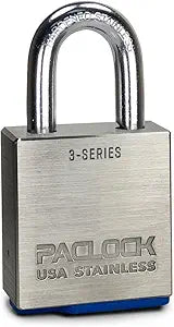PACLOCK's 3-Series Padlock, UCS, 3/8" Diameter Hard. Stainless Steel Shackle, 1-3/16" Tall, High Performance 6-Pin Cylinder, One Lock Keyed to a Number U-Pick! w/ 2 Keys, 304 Stainless Steel