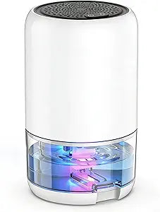 Dehumidifier for Bathroom Bedroom Closet and RV, Portable Small Space Moisture Absorber with Automatic Tank Shut-Off, Mini Dehumidifier for Humidity Reduction and Fresher Environments