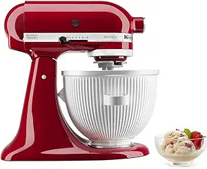 KitchenAid Ice Cream Maker Attachment for Stand Mixer, 2 Quart, KSMICM, White