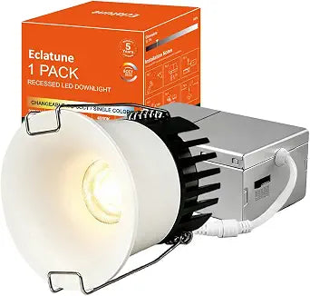 3 Inch LED Recessed Lighting with Junction Box LED Downlight, IP65 Shower Light 5CCT Waterproof, 2700K-5000K Selectable CRI90+, 12W COB, 1120LM Anti-Glare Dimmable-ETL 1Pack