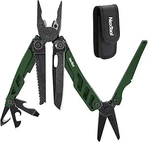NexTool Flagship Pro, Multi Tool, Multitool Pliers with Folding Scissors, Replaceable Wire Cutters and Safety Locking, Multi Tool Pocket Knife, Survival Tools with Glass Breaker, Gifts for Men-Green