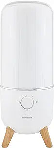 Homedics Ultrasonic Humidifier, Bedrooms and Home Offices, 0.97-Gallon Tank, 45-Hour Runtime, Visible Ultra-Quiet Cool Mist, Aromatherapy, Demineralization Cartridge, Night-Light, Auto-Off, White