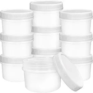 10 Pack 4oz Reusable Small Plastic Containers with Screw Lids, Small Food Storage Freezer Containers, Stackable Food Storage Jars, Sauce Condiment Jars Lunch Box Accessories