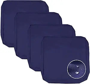 Sqodok Patio Cushion Covers 24x24 inch, Waterproof Outdoor Cushion Covers Replacement 4Pack Patio Cushion Slicovers for Sectional Sofa, Wicker Chair, Blue