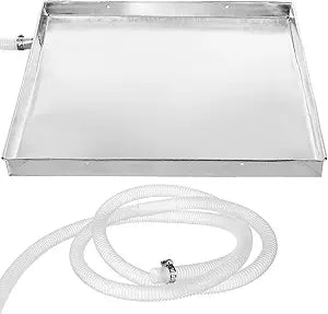 Beavorty 1 Set of Air Conditioner Drip Pan Stainless Steel Ac Drain Pan with 6. 5 Feet Drain Hose and Clamp for Outdoor Ac Units Easy Installation