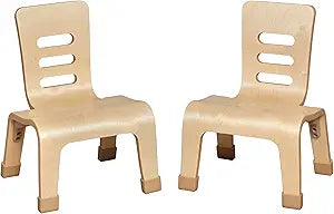 ECR4Kids Stackable Bentwood Chair, 8in Seat Height, Montessori Furniture, Natural, 2-Pack