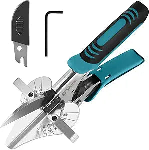 OShine Ratchet Miter Shears, 80% Force Reduction for Angular Cutting PVC Wood Molding, Quarter Round Cutting Tool, 45-135 Degree Multi Angle Crafting Trim Cutter Hand Tool, An Extra Blade Included