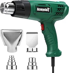 AcmyslaT Heat Gun, Heavy Duty Hot Air Gun Kit Dual Temperature Settings 572~932 (300-500), Overload Protection with 4 Nozzles for Crafts, Shrink Wrapping/Tubing, Paint Removing, Epoxy Resin