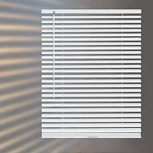 Aluminum Mini Blinds for Windows Cordless Horizontal Window Shades for Light Adjustment, Metal Venetian Blinds Waterproof for Bedroom, Bathroom, 26" W x 48" H, White