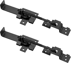 2 Pcs Barn Door Jamb Latch with Hook 7" Sliding Door Latch for Barn and Bi-Parting Doors (Black)